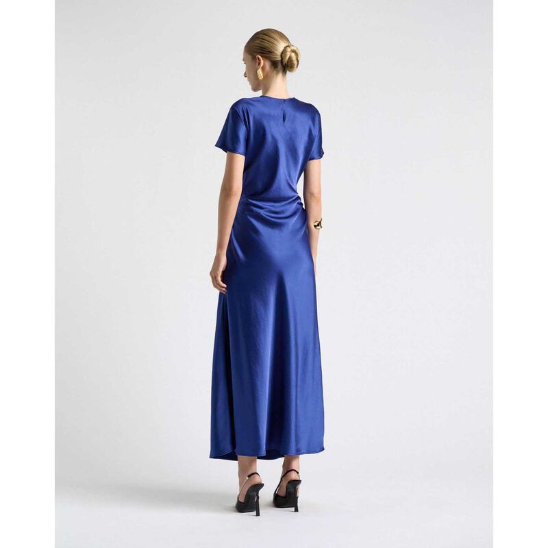 Cue Viscose Satin Draped Waist Midi Dress image number 5